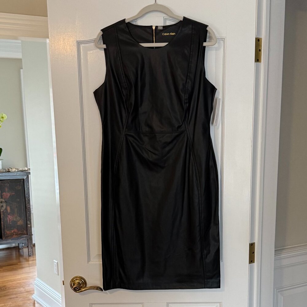 Calvin Klein Black Faux Leather Dress